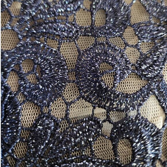 Xscape by Joanna Chen Blue Lace Sleeves Ruched Gown Dress Plus Size 14 - Picture 9 of 10